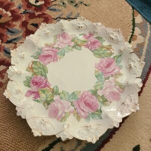 Floral Decorative Plate with Pink Roses